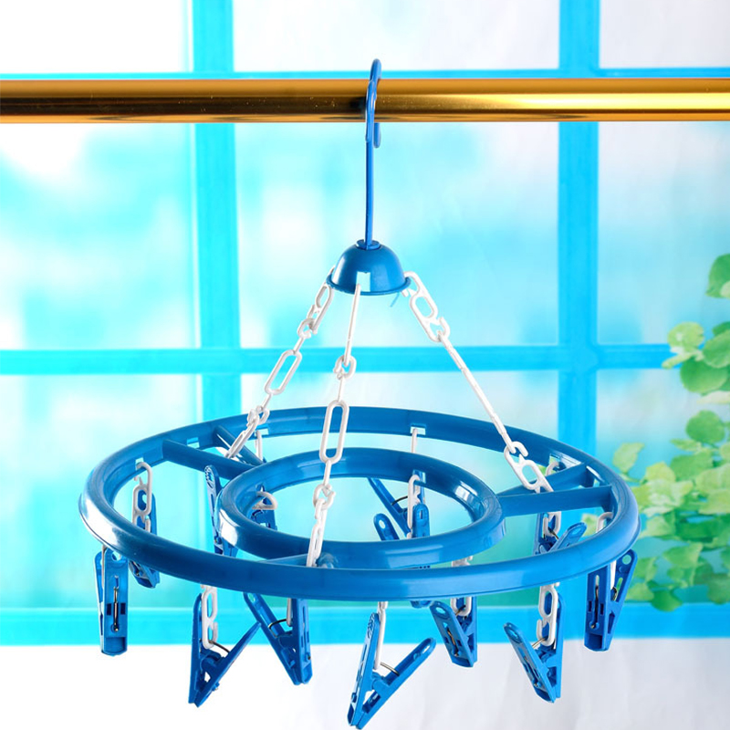 Round Clothes Hanger Hooked Pegs Heavy Duty Washing Line Hanger Home Travel Use Random Colours Random Sent