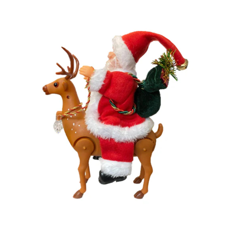 Santa Claus on moving Reindeer Ornament with Music 25 x 19cm