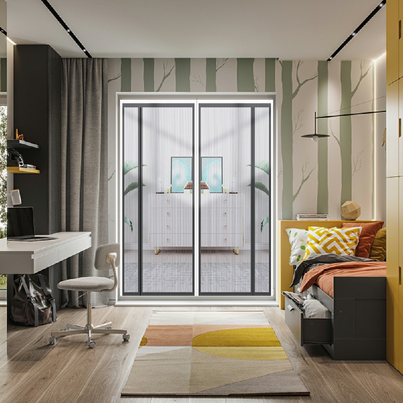 Side Opening Magnetic Screen, Removable Insect Fly Mesh for Door - Grey, 80x200cm