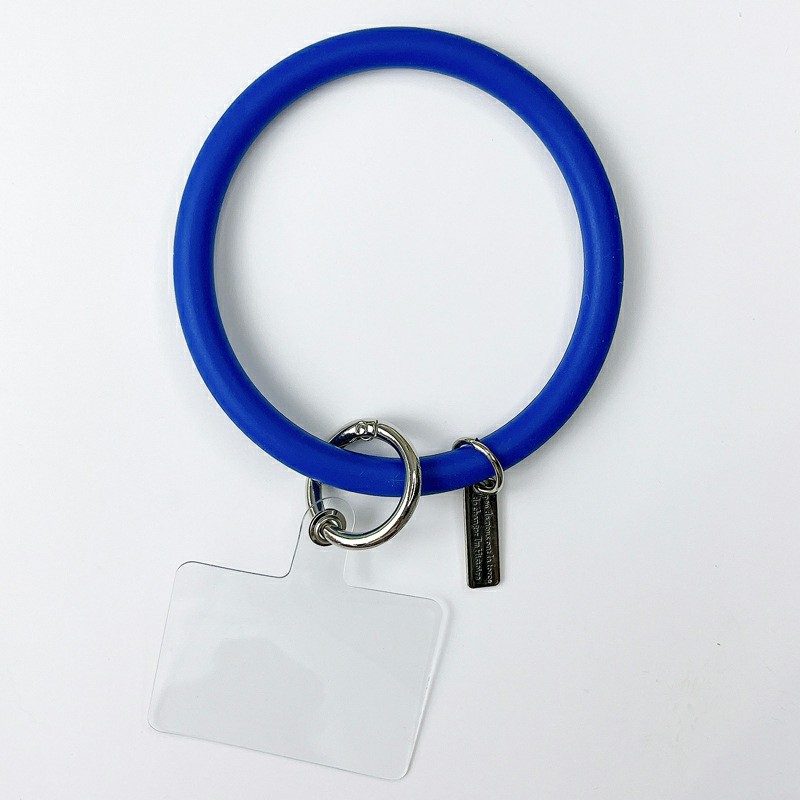 Silicone Bracelet and Pendant for Mobile Phone Shell Car Keychain Key Ring - Blue