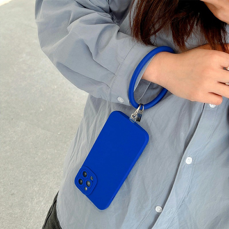 Silicone Bracelet and Pendant for Mobile Phone Shell Car Keychain Key Ring - Blue