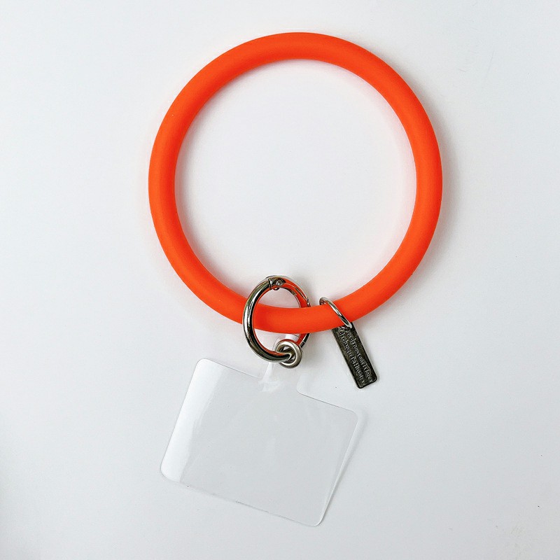 Silicone Bracelet and Pendant for Mobile Phone Shell Car Keychain Key Ring - Orange