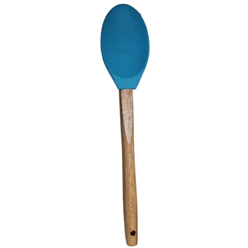 Silicone Large Spoon Stirrer with Wooden Handle for Kitchen - Random Colour