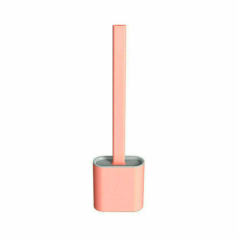 Silicone Toilet Brush with Toilet Brush Holder Creative Cleaning Brush - Pink