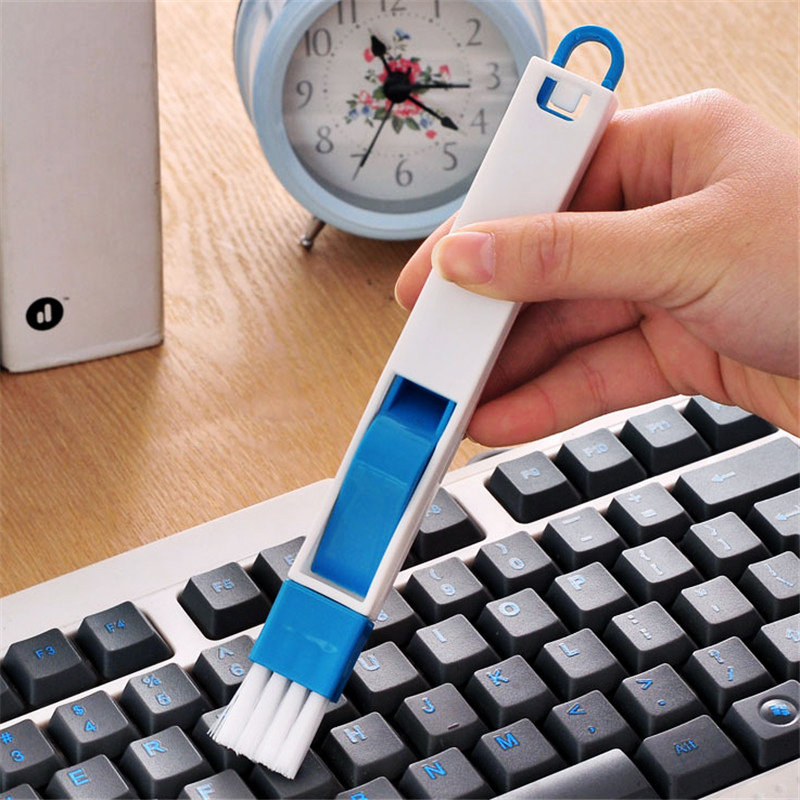Small Cleaning Brush Household Dustpan Brush Clean Sliding Door Vents Keyboard - Blue