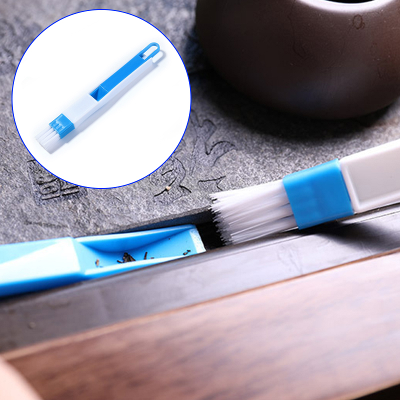 Small Cleaning Brush Household Dustpan Brush Clean Sliding Door Vents Keyboard - Blue