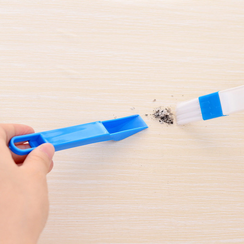 Small Cleaning Brush Household Dustpan Brush Clean Sliding Door Vents Keyboard - Blue