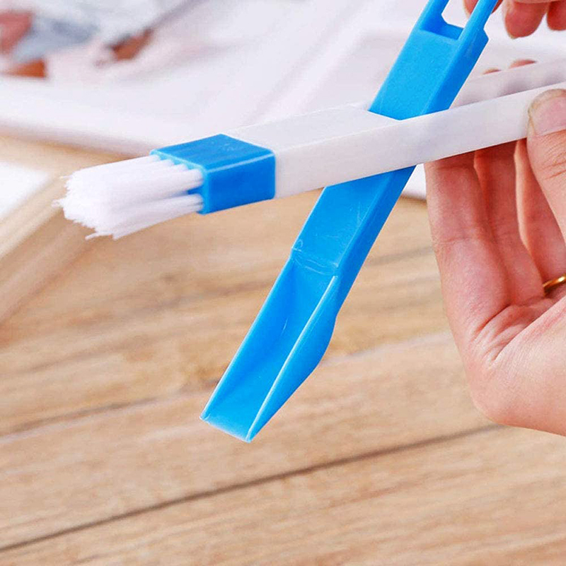 Small Cleaning Brush Household Dustpan Brush Clean Sliding Door Vents Keyboard - Blue