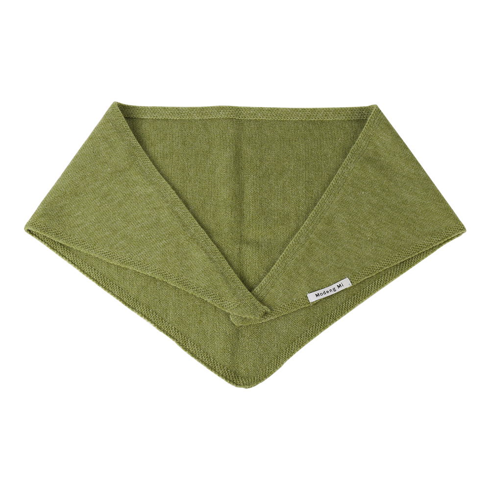Solid Colour Knitted Triangular Scarf Womens Shawl Warm - Green