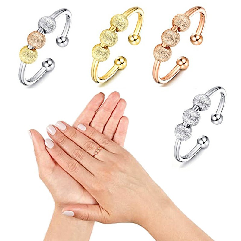 Spinning Fidget Peace Rings Spinner Open Rings - Rose Gold