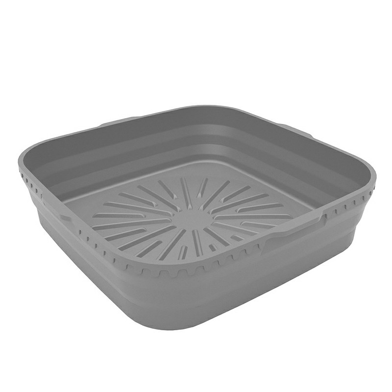 Square Microwavable Air Fryer Silicone Pot Baking Basket Oven Non Stick Reusable Liners - Grey
