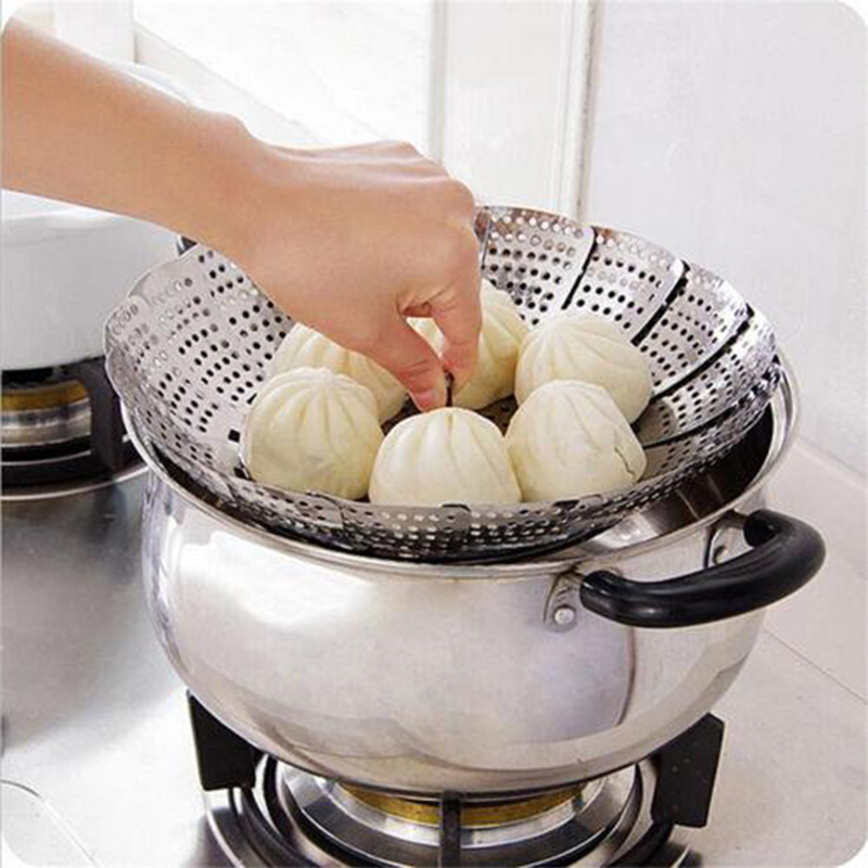 Steamer Basket Bowl for Food Cooker Strainer Folding Mesh Dish