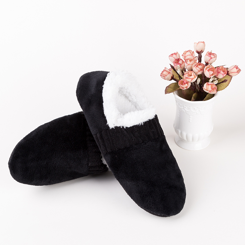 Super Soft Warm Cozy Fuzzy Soft Touch Slippers Thermal Socks for Home Spa Hotel - Black