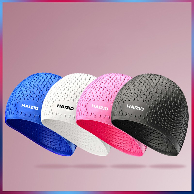 Swimming Pool Cap Silicone Swimming Waterproof Hat for Men and Women - Blue