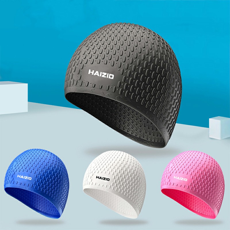 Swimming Pool Cap Silicone Swimming Waterproof Hat for Men and Women - Blue