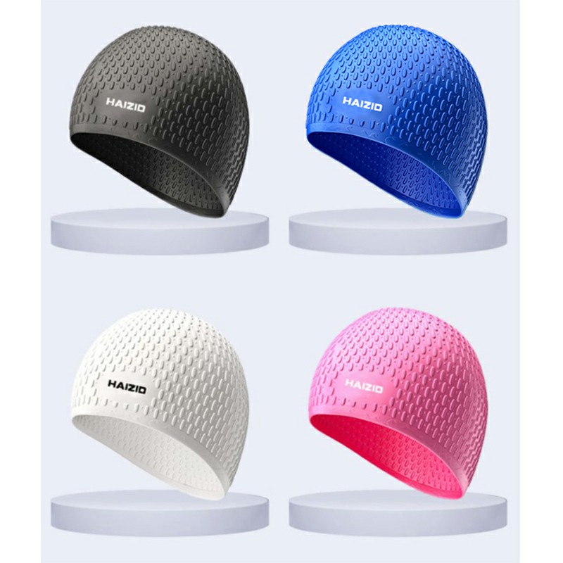 Swimming Pool Cap Silicone Swimming Waterproof Hat for Men and Women - Blue