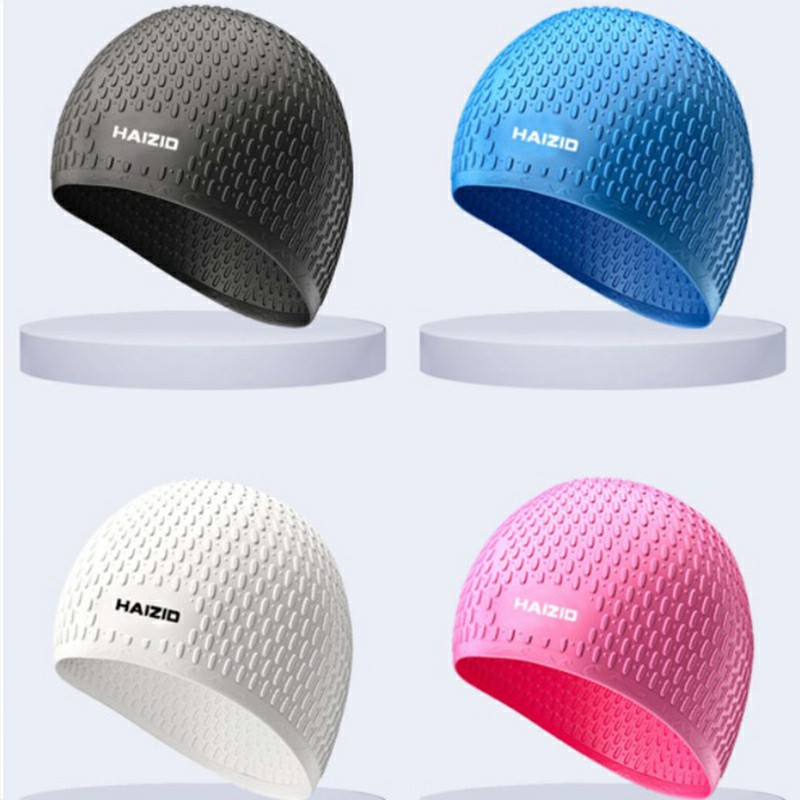 Swimming Pool Cap Silicone Swimming Waterproof Hat for Men and Women - Grey