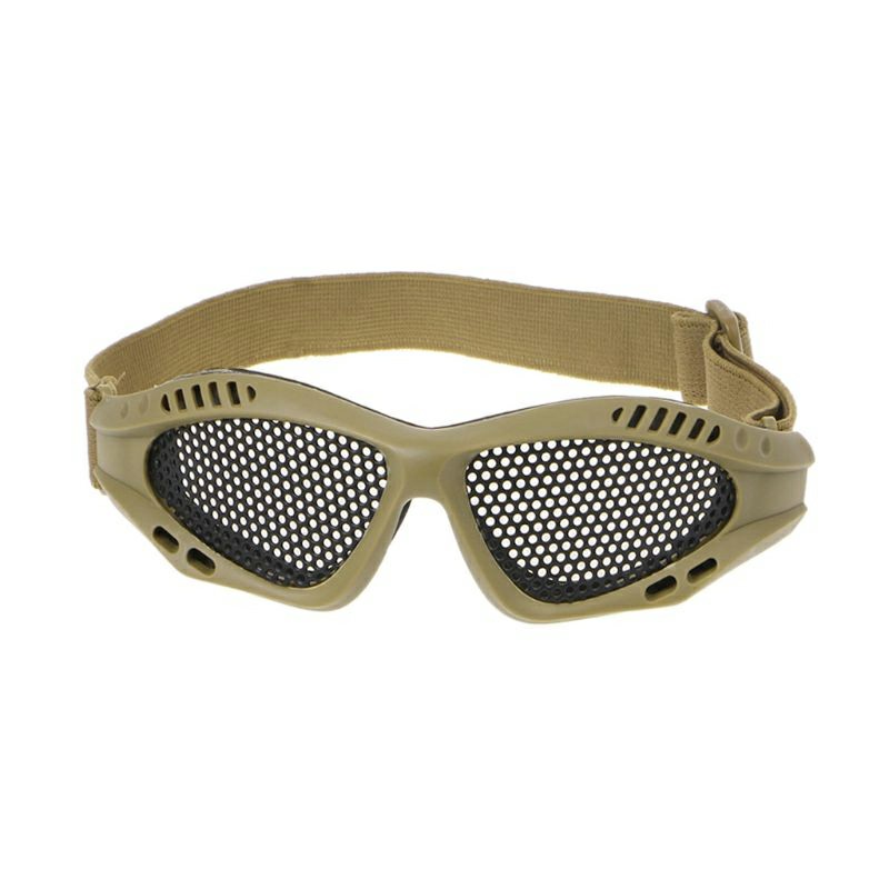 Tactical Mesh Glasses Steel Mesh Lens Goggles Paintballing Airsoft - Coyote