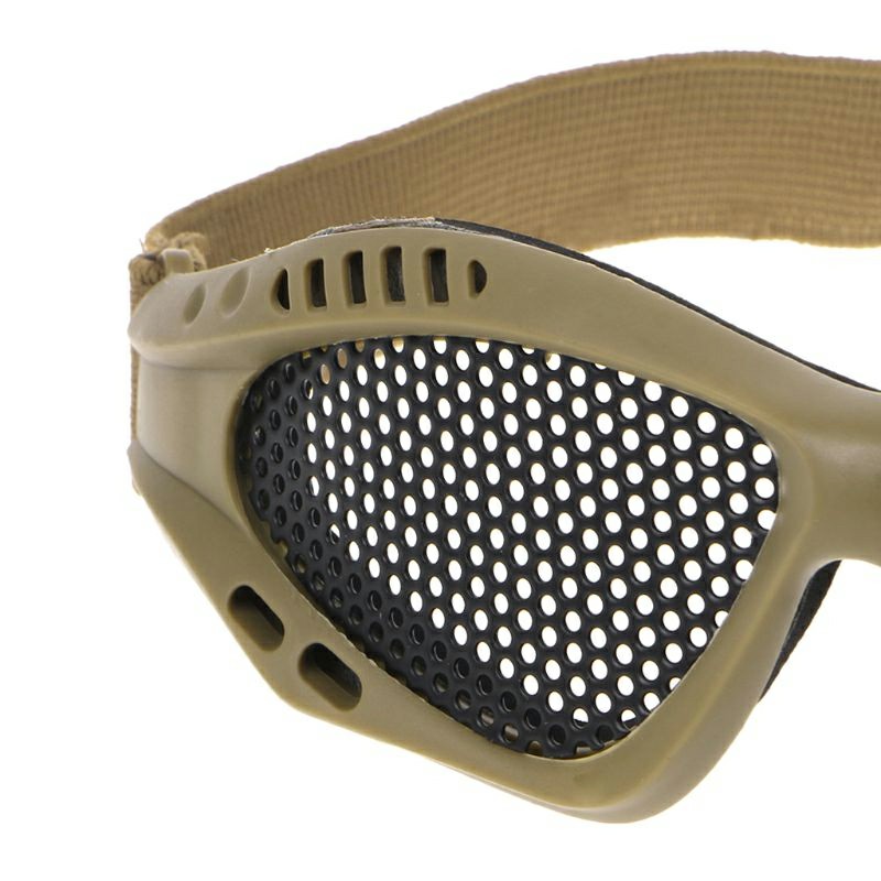 Tactical Mesh Glasses Steel Mesh Lens Goggles Paintballing Airsoft - Coyote