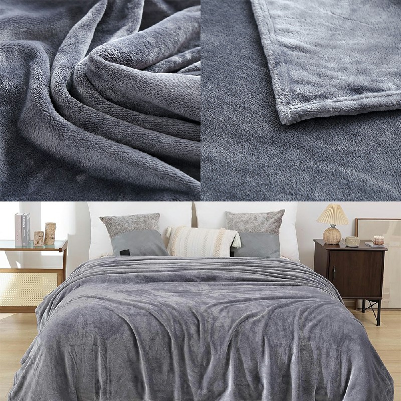 59 x 78.7 Inch Throw Blanket Fleece Large Soft Warm Sofa Bed Throw Single Double King Grey