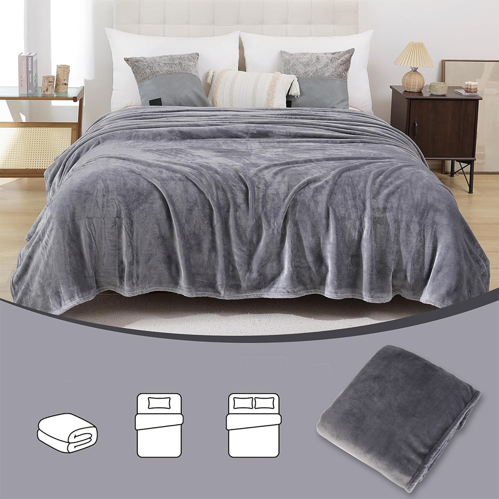 Throw Blanket Fleece Large Soft Warm Sofa Bed Throw Single Double King - Navy