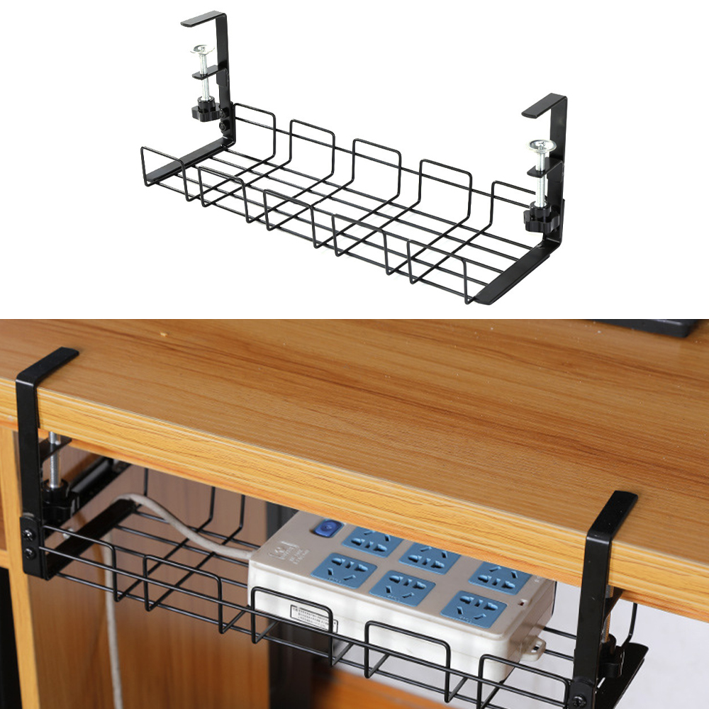 Under Desk Cable Tray Wire Cord Storage Rack Organizer No Drill Easy Install