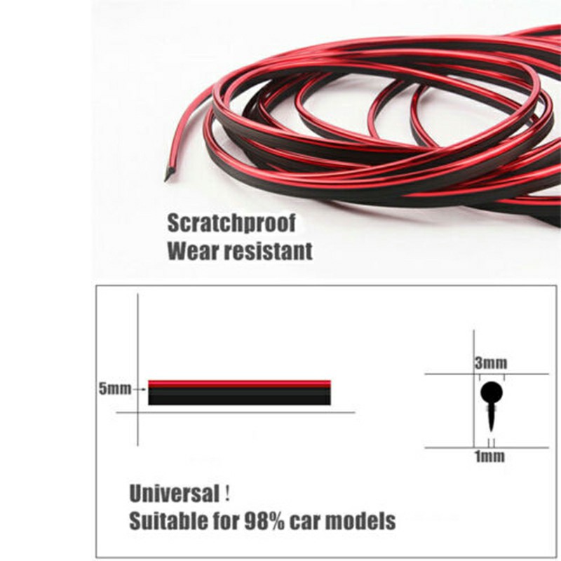Universal Edge Gap Line Car Interior Accessories Molding Garnish - Red 5M