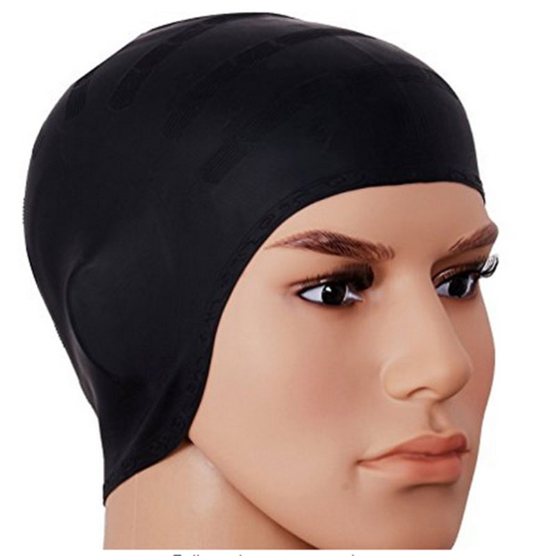 Universal Flexible Stretch Elastic Swimming Cap  Swim Hat - Black