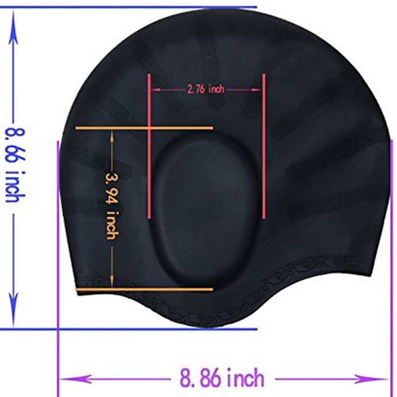 Universal Flexible Stretch Elastic Swimming Cap  Swim Hat - Black