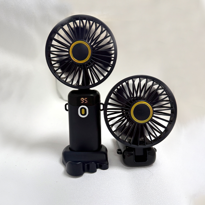 USB Rechargeable Mini Hand-held Fan Portable Folding Desk Fan with LED Display 18.8 x 9 x 4.65 cm - Blue