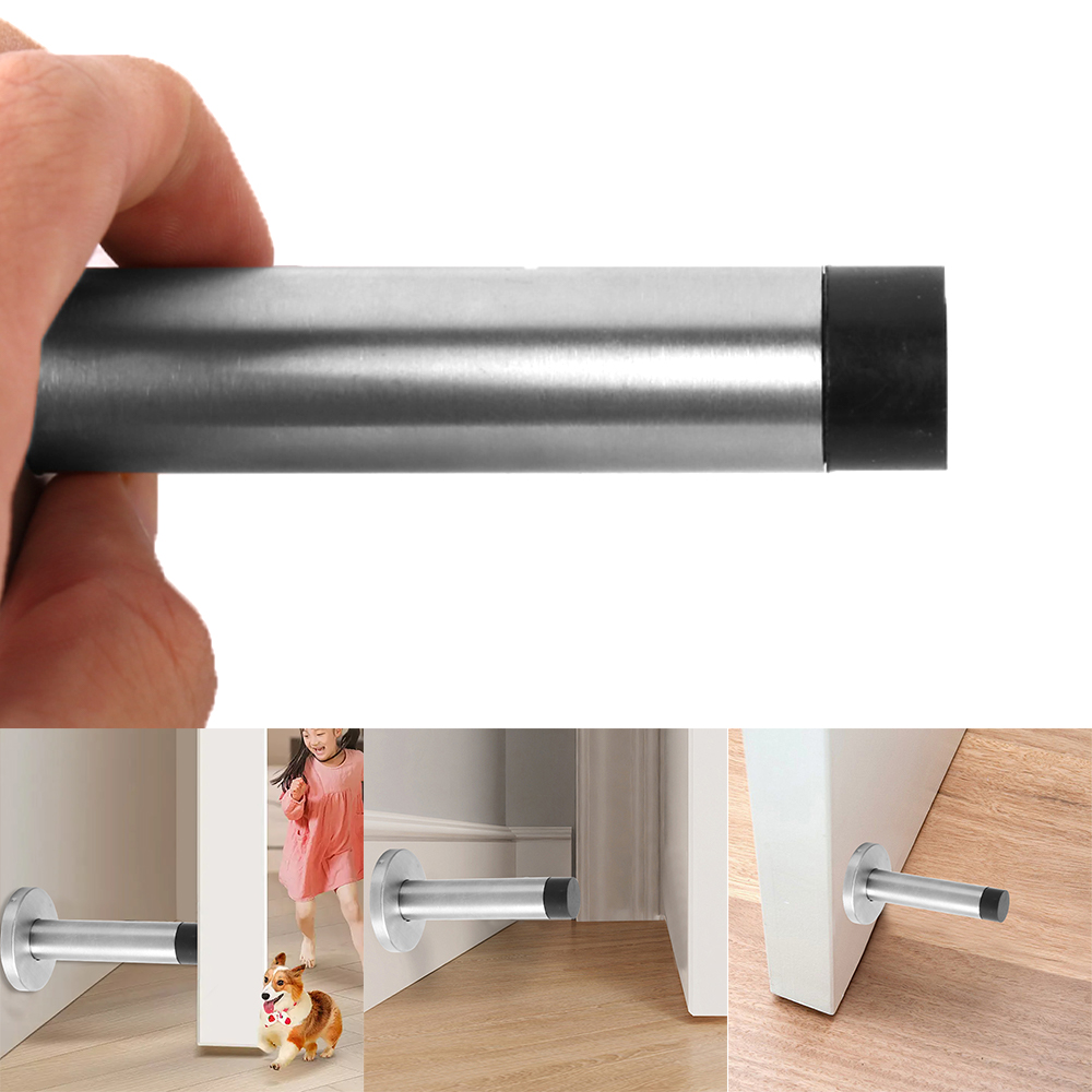 Wall Mounted Door Stopper Satin Stainless Steel Chrome Rubber Door Stop