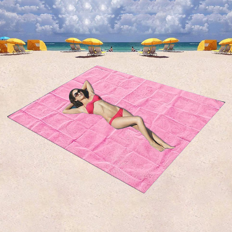 Waterproof Magic Sand Free Beach Mat 150 x 200cm Sand Blanket Mat for Picnic Camping - Pink