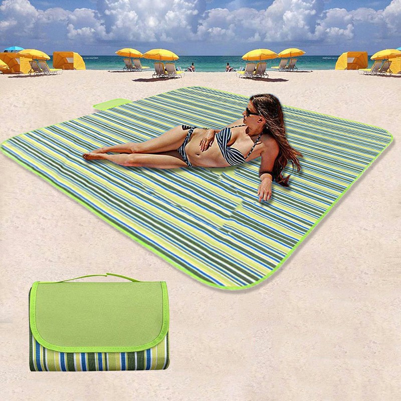Waterproof Picnic Blanket Camping Mat Outdoor Beach Hiking Park Grass Travel Rug - Green