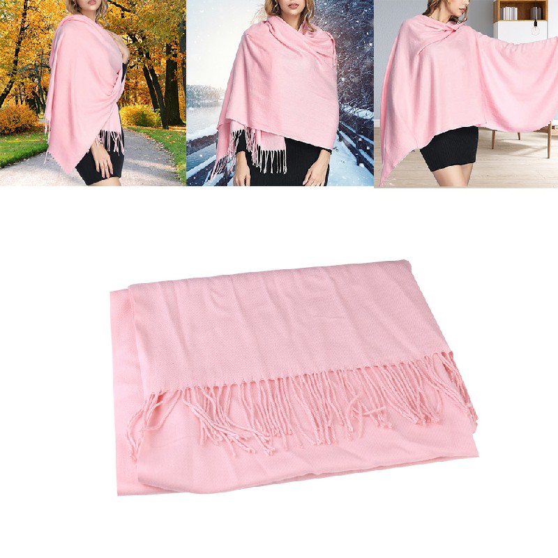 Winter Cashmere Scarf Cotton Blend Shawl Soft Large Warm Neck Wrap Scarves - Black