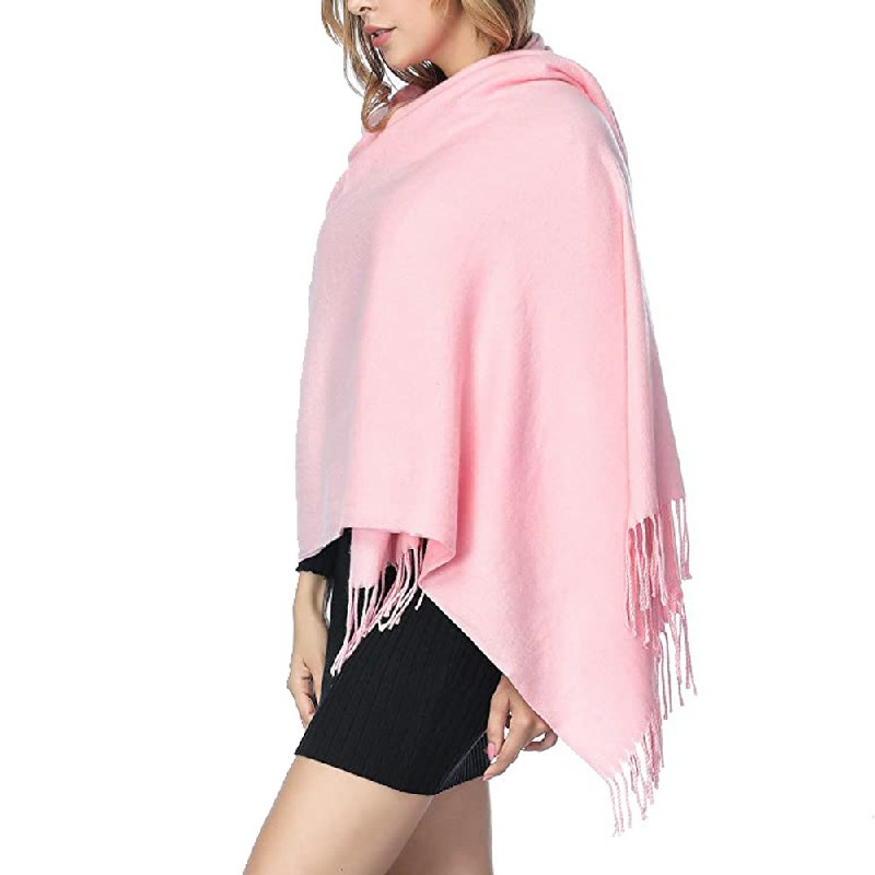 Winter Cashmere Scarf Cotton Blend Shawl Soft Large Warm Neck Wrap Scarves - Navy