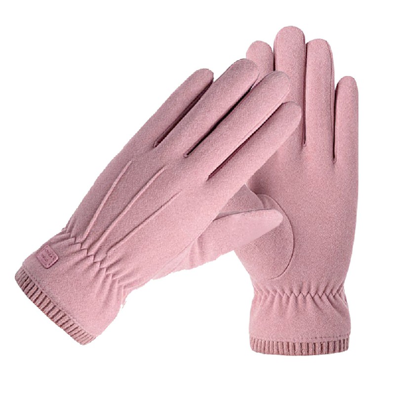 Women Winter Warm Touch Screen Gloves Soft Fleece Lined Elastic Cuff Gloves - Grey