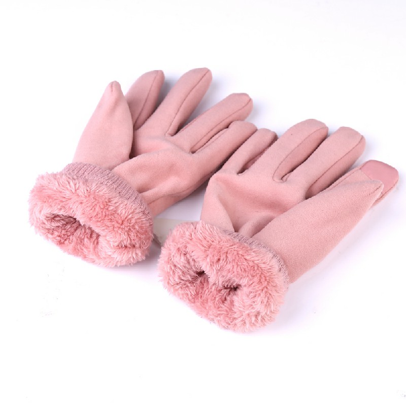 Women Winter Warm Touch Screen Gloves Soft Fleece Lined Elastic Cuff Gloves - Grey