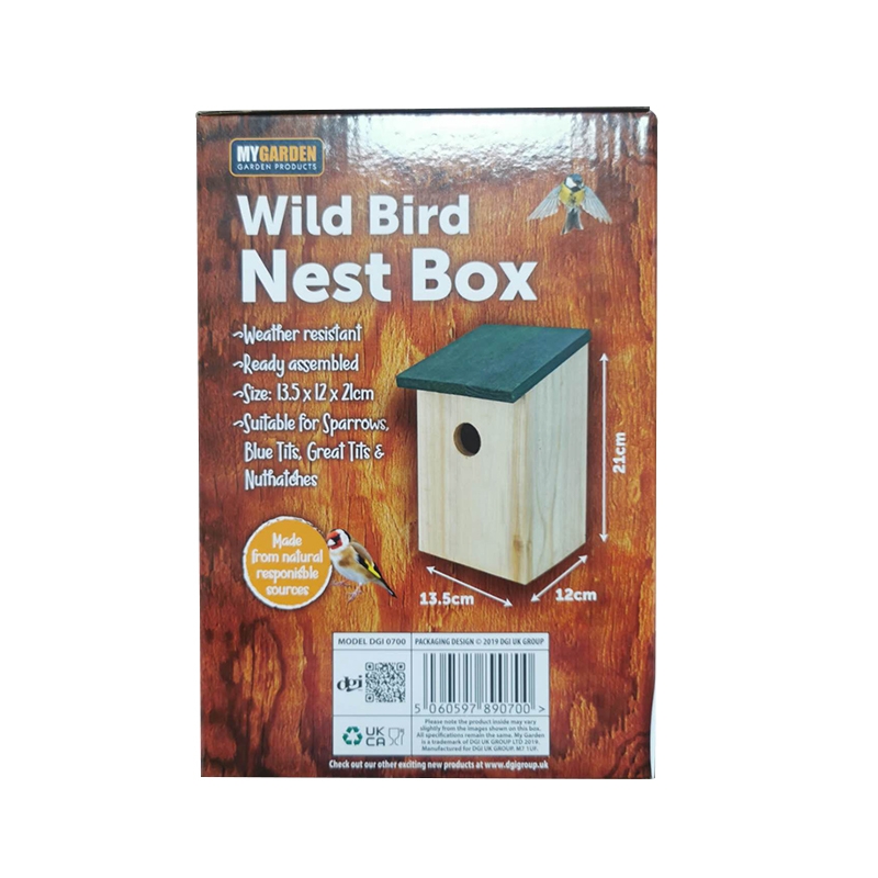 Wooden Bird Nest Box for Garden 21 x 12 x 13.5 cm