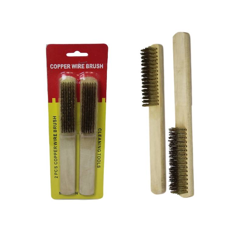 Wooden Handle Copper Wire Cleaning Brush 20 cm Pack of 2