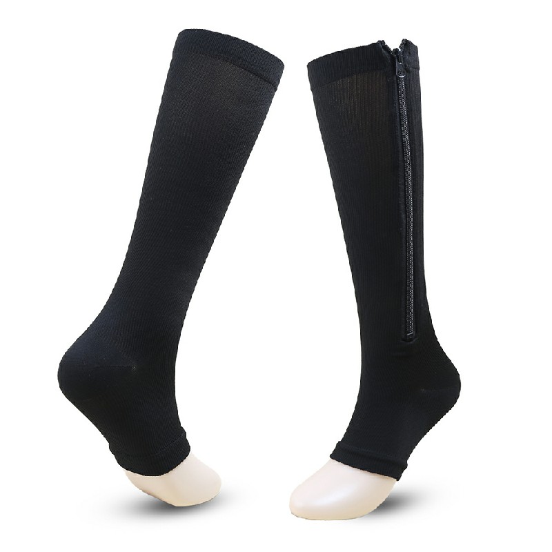 Zipper Compression Socks Open Compression Stockings for Men and Women - XXL