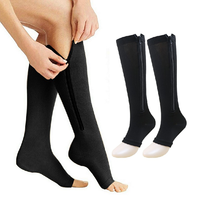 Zipper Compression Socks Open Compression Stockings for Men and Women - XXL